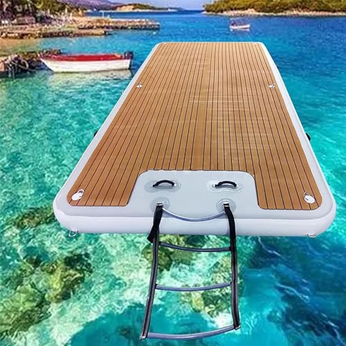 Aufblasbares Bett für den Außenbereich, aufblasbare schwimmende Plattform/faltbares schwimmendes Floß, tragbar, aufblasbar, schwimmende Wasserplattform mit weicher Leiter (3 x 2 m) von UKLSAMZR