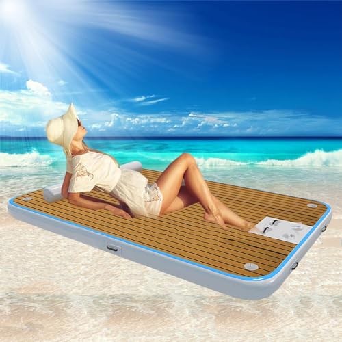 Große Outdoor-Seematte, aufblasbar, schwimmendes Bett, PVC, schwimmende Reihe, aufblasbares Angelboot, Wasserruhe, Dock, Wasser-Yogamatte, 3 x 2 m von UKLSAMZR