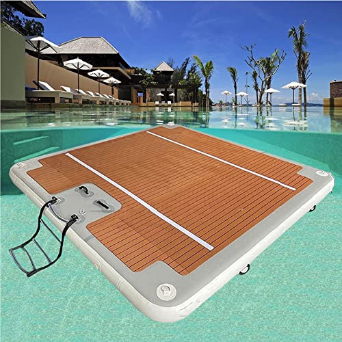 UKLSAMZR Tragbare aufblasbare Dock-Schwimmplattform, Wassersurf-Yogamatte mit rutschfester Matte, 5–8 Personen, schwimmendes Inselfloß für Pool und Strand (2 x 6 m) von UKLSAMZR