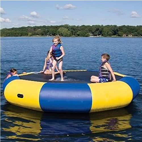 Wasser-Trampolin, aufblasbares schwimmendes Trampolin mit Rutsche, Dock-Wasserplattform, aufblasbares Floß, aufblasbares Springtrampolin für Schwimmbäder/Strände (5 m) von UKLSAMZR