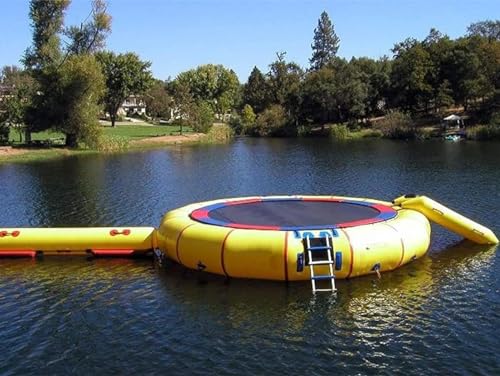 Wassertrampolin, aufblasbares schwimmendes Wassertrampolin/Wasserrutschentrampolin, aufblasbare Schwimmplattform mit Rutsche und Springsack, geeignet für Strände (4,6 m) von UKLSAMZR