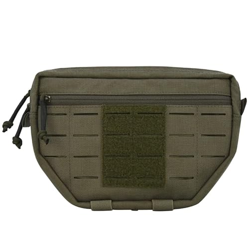 Taktische Tasche Fronttasche mit Klettverschluss befestigen 3 Farbe Admin Webbing MOLLE System Tasche mit Doppel-Reißverschluss Dump Beutel mit Mesh-Tasche Gummiband innen 9 "×5.9 "×1.3"(Ranger Grün) von ULIONTAC