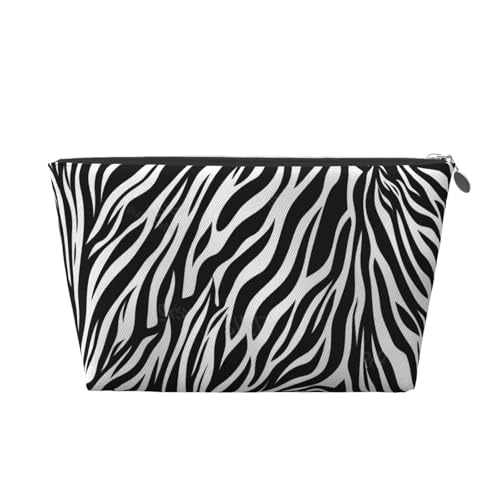 Kulturbeutel für Damen und Mädchen, Zebra-Druck, tragbare Reise-Kosmetiktasche, Make-up-Tasche, Organizer mit goldfarbenem Reißverschluss, silber, Einheitsgröße, Kulturbeutel von ULKMFFCF