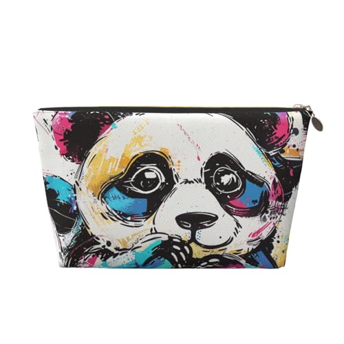 Kulturbeutel mit süßem Panda-Aufdruck, für Damen und Mädchen, tragbare Reise-Kosmetiktasche, Make-up-Tasche, Organizer mit goldfarbenem Reißverschluss, gold, Einheitsgröße, Kulturbeutel von ULKMFFCF