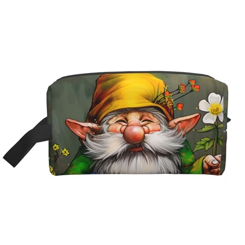 Tragbare Make-up-Tasche mit niedlichem Zwerg für Damen und Mädchen, großes Fassungsvermögen, Reise-Kosmetiktasche, Make-up-Tasche, Organizer mit Griff, weiß, Einheitsgröße, Kosmetiktasche von ULKMFFCF