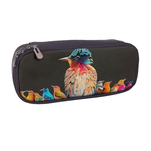 ULKMFFCF Federmäppchen mit buntem Vogelmotiv, PU-Leder, mit Reißverschluss, für Schule, Büro, Reisen und Make-up, Schwarz , Einheitsgröße, Schulranzen ULKMFFCF Federmäppchen mit buntem Vogelmotiv, PU-Leder, mit Reißverschluss, für Schule, Büro, Reisen und Make-up, Schwarz , Einheitsgröße, Schulranzen von ULKMFFCF