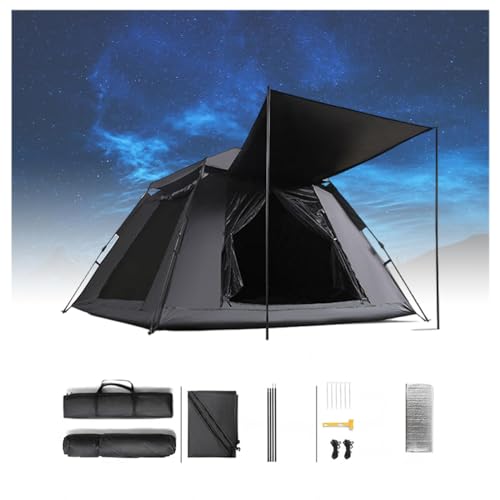 Pop Up Zelt, 5000 mm Wasserdicht,Insektensicher,Sonnensicher Camping Zelt mit Erweiterbare Veranda,Wetterfest Camping Zelt für Familie,Outdoor,Wandern und Bergsteigen (4 Personen) von ULPYO