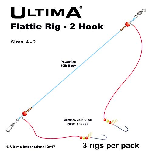 Ultima Unisex-Adult Flattie Rig-2 Hook Sea Fishing, Red/Sand, 2 von Ultima