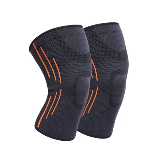 ULYTMMJG Sport-Knieschoner 1 Paar Gym Knie Pads Fitness Kneepad Elastische Knie Brace Unterstützung Getriebe Laufende Basketball Volleyball Tennis Für Sport(Gray orange,S) von ULYTMMJG