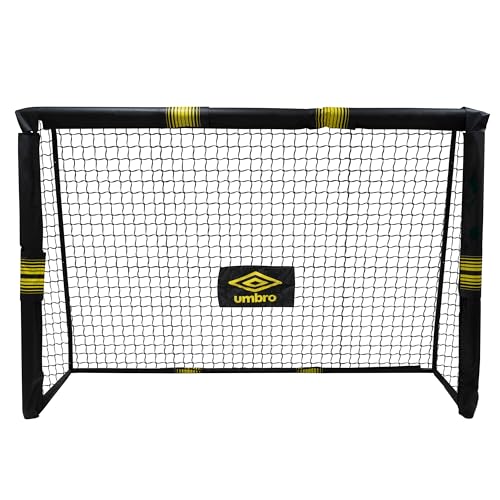 Umbro Fußballtor - Fussballtor 240 x 160 x 8 cm - Fußball Tor - Fussballtore für Garten Kinder und Erwachsene - Fussball Trainingszubehör für Innen und Außen - Metall - Schwarz/Gelb von UMBRO