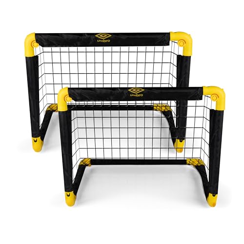 Umbro Fußballtor 50 x 44 x 44 cm - Fußballtore Set von 2 - Faltbares Fussballtor - Fussballtore für Garten Kinder - Fussball Trainingszubehör für Innen und Außen - Metall - Schwarz/Gelb Umbro Fußballtor 50 x 44 x 44 cm - Fußballtore Set von 2 - Faltbares Fussballtor - Fussballtore für Garten Kinder - Fussball Trainingszubehör für Innen und Außen - Metall - Schwarz/Gelb von UMBRO