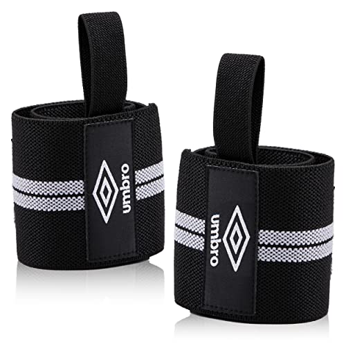 Umbro Handgelenk Bandagen - Handgelenkstütze - Zughilfen Krafttraining - Handgelenkbandage - Bandage Handgelenk - Handgelenk Bandage Fitness-Zubehör - 2 Stück Handbandage - Schwarz von UMBRO