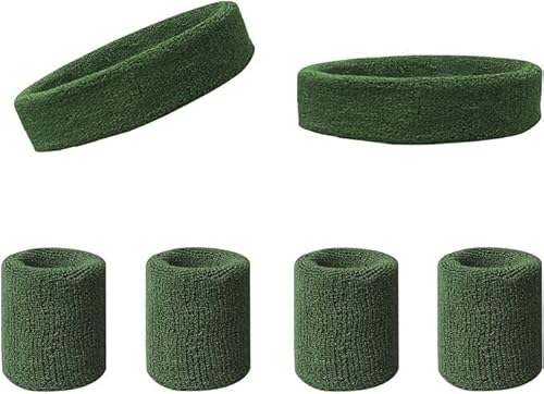 2 Paare Handgelenk Schweißbänder Stirnband Set sportliche Männer und Frauen 2 Stirnband und 4 Armbänder Sport Wristbands Headbands 3 Stück von UMLIPOT