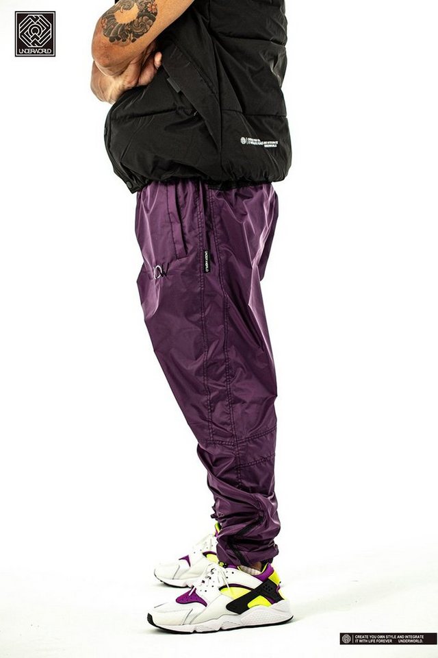 UNDERWORLD Sporthose Windbreaker Trainingshose Fallschirmhose F3-MAX Splice" Lila" von UNDERWORLD