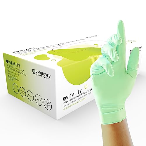 Unigloves GD0013 Feuchtigkeitsspendende Latex-Untersuchungshandschuhe, Grün, Größe M, 100 Stück Unigloves GD0013 Feuchtigkeitsspendende Latex-Untersuchungshandschuhe, Grün, Größe M, 100 Stück von UNIGLOVES