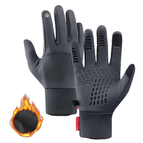 UOEONR Slim Handschuhe,Fahrradhandschuhe Warme Winterhandschuhe Wasserabweisende Touchscreenhandschuhe Winddichte Laufhandschuhe rutschfeste Sporthandschuhe für Männer Frauen (Grau, M) von UOEONR