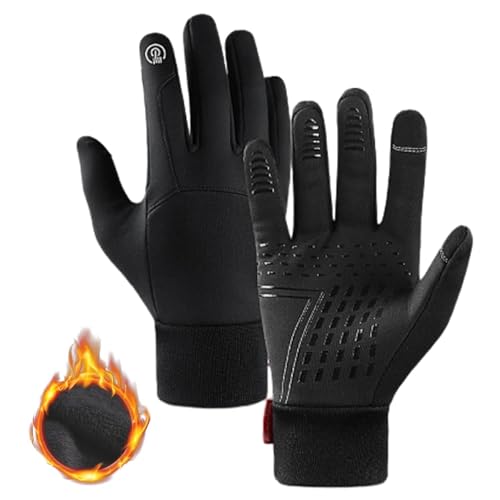 UOEONR Slim Handschuhe,Fahrradhandschuhe Warme Winterhandschuhe Wasserabweisende Touchscreenhandschuhe Winddichte Laufhandschuhe rutschfeste Sporthandschuhe für Männer Frauen (Schwarz, M) von UOEONR