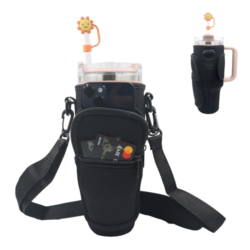 UOKIIYUA Wasserflasche Carrier Bag kompatibel mit Stanley 40oz Tumbler mit Griff, mit verstellbarem Schultergurt und Tasche und Stroh Abdeckung, Sport Wasserflaschenhalter für Wandern UOKIIYUA Wasserflasche Carrier Bag kompatibel mit Stanley 40oz Tumbler mit Griff, mit verstellbarem Schultergurt und Tasche und Stroh Abdeckung, Sport Wasserflaschenhalter für Wandern von UOKIIYUA