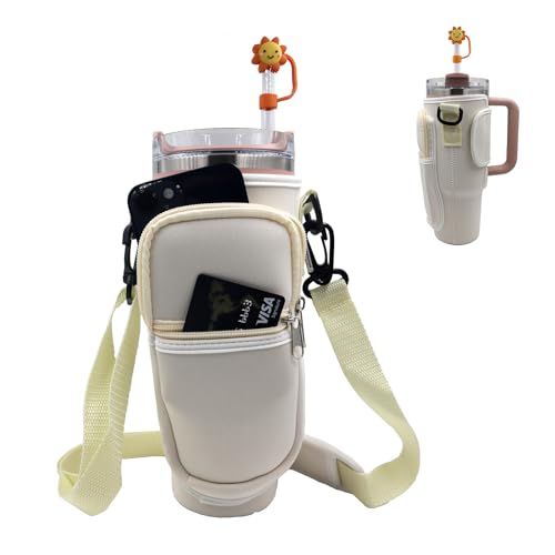 UOKIIYUA Wasserflasche Carrier Bag kompatibel mit Stanley 40oz Tumbler mit Griff, mit verstellbarem Schultergurt und Tasche und Stroh Abdeckung, Sport Wasserflaschenhalter für Wandern UOKIIYUA Wasserflasche Carrier Bag kompatibel mit Stanley 40oz Tumbler mit Griff, mit verstellbarem Schultergurt und Tasche und Stroh Abdeckung, Sport Wasserflaschenhalter für Wandern von UOKIIYUA