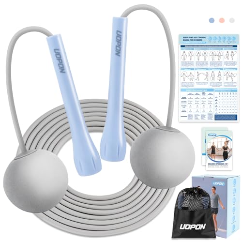 Springseil Erwachsene Fitness, Springseil Ohne Seil Mit Großer Kabelloser Ball & Trainingsposter, ABS Einstellbar Rutschfeste Griffe Workout 3M Jump Rope für Männer, Frauen, Kinder & Erwachsene von UOPON