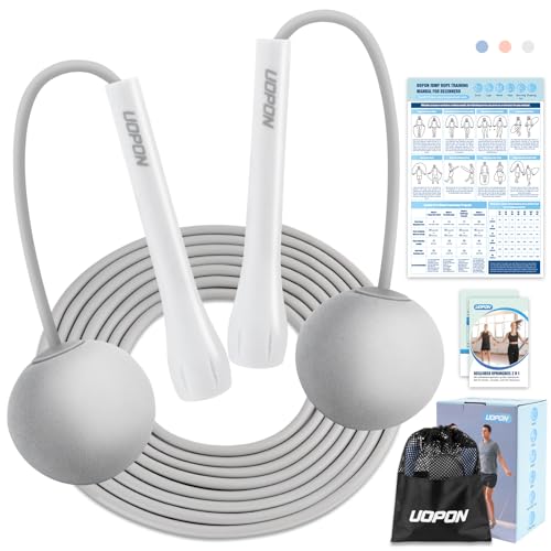 Springseil Erwachsene Fitness, Springseil Ohne Seil Mit Großer Kabelloser Ball & Trainingsposter, ABS Einstellbar Rutschfeste Griffe Workout 3M Jump Rope für Männer, Frauen, Kinder & Erwachsene von UOPON