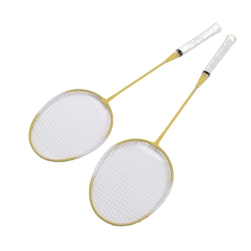 1 Paar Badmintonschläger-Set, 2-Spieler-Badminton-Set, Vibrationsarmes Badmintonschläger-Set mit 3 Nylon-Federbällen, Tragetasche (Yellow) von UPALDHOU