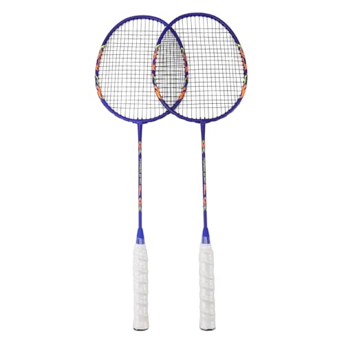 Badmintonschläger, Badmintonschläger-Set für Outdoor-Hinterhofspiele, Inklusive 2 Schlägern und 3 Nylon-Badminton-Federbällen (Blau-Orange) von UPALDHOU