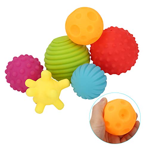 UPALDHOU 6-teiliges Baby-Badespielzeug, Strukturierter Taktiler Sensorischer Ball, Buntes Baby-Badespielzeug-Ball-Set, Spielzeug für Berührungssinne von UPALDHOU