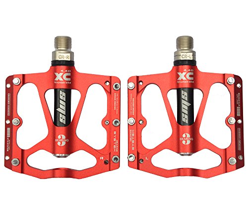 Fahrradpedale von UPANBIKE, ultraleicht, 1,43 cm, dreifaches Lager, aus Aluminium, rot Fahrradpedale von UPANBIKE, ultraleicht, 1,43 cm, dreifaches Lager, aus Aluminium, rot von UPANBIKE