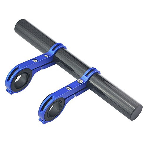 UPANBIKE Fahrrad Taschenlampe Halter Karbonfaser Lenker Fahrrad Zubeh?r Extender Halterung für Fahrrad Licht, Tacho, Sport Kamera oder Smartphones,Blau 20cm Double Clamp, 7.87 inch (Two Clamps) von UPANBIKE