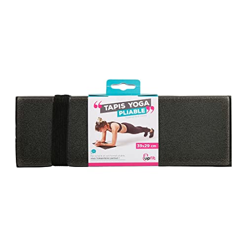 UPFIT - Aktivitätsmatte, Yogamatte – kleines faltbares Format – Maße: 39 x 29 cm – Farbe: Schwarz – Gewicht: 25 g – elastisch zum Halten der Matte – leicht zu verstauen und zu transportieren von upfit