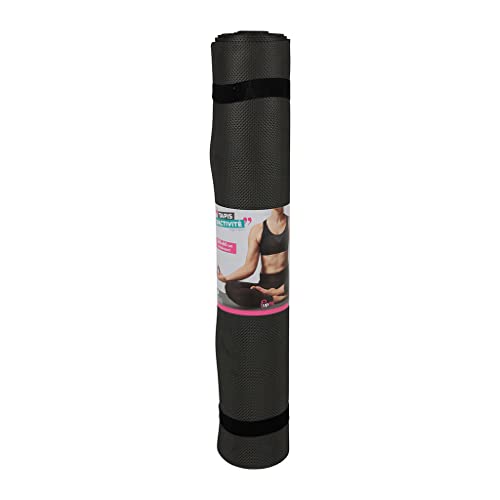 UPFIT - Aktivitätsmatte – Maße: 180 x 60 cm – Farbe: Schwarz – 2 Gummibänder für Rollmatte – leicht zu verstauen und zu transportieren – Schaumstoff kariert für besseren Halt an Händen und Füßen von UPFIT