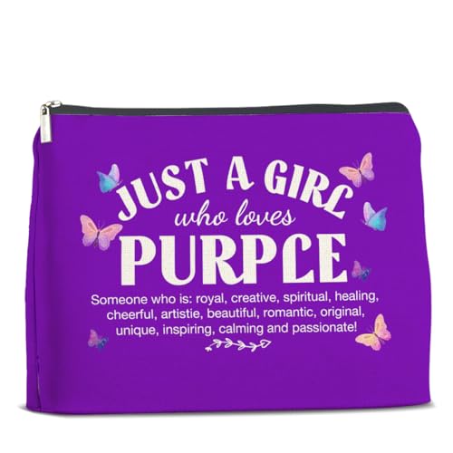 UPNEGE Violette Make-up-Tasche für Liebhaber, Geschenk für Mädchen, das lila Schmetterling liebt, Kosmetiktasche mit Reißverschluss, Polychrome von UPNEGE