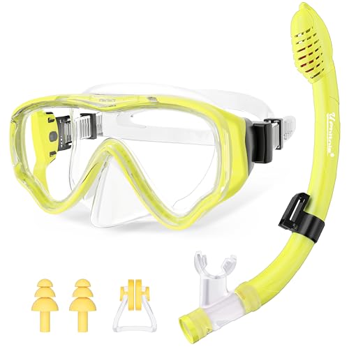 UPhitnis Schnorchelset Kinder - Taucherbrille Anti-Fog und Trocken Schnorchel - Anti-Leck Tauchmaske Dry Schnorchel - Schnorcheln Set für Jungen Mädchen - Rosa, Blau, Schwarz, Gelb UPhitnis Schnorchelset Kinder - Taucherbrille Anti-Fog und Trocken Schnorchel - Anti-Leck Tauchmaske Dry Schnorchel - Schnorcheln Set für Jungen Mädchen - Rosa, Blau, Schwarz, Gelb von UPhitnis