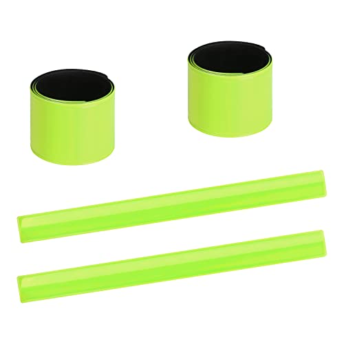 URAQT Reflektorband, 4PCS Universal Reflektoren Set Klatscharmband Sicherheitsband Reflektierend Schnapparmband Reflektierend Neon Reflektorbänder für Kinder Erwachsene Jogger und Radfahrer von URAQT