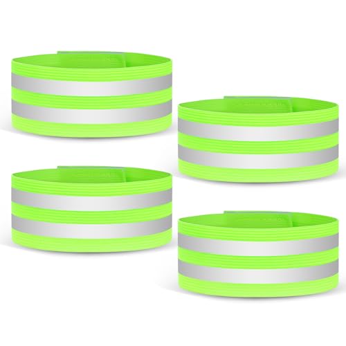 URAQT Reflektorband,4 Stücke Universal Doppel Reflektorbänder Running Sicherheitsband Reflektierend Neon Reflektorbänder für Radfahren Joggen Geeignete Reflektoren für Kinder & Erwachsene von URAQT