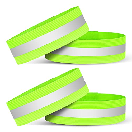 URAQT Reflektorband,4 Stücke Universal Reflektorbänder Running Sicherheitsband Reflektierend Klatscharmband Neon Reflektorbänder für Radfahren Joggen Geeignete Reflektoren für Kinder & Erwachsene von URAQT