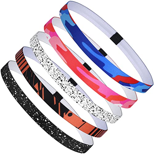 URAQT Sport Haarbänder, 5 Stück Elastische Dünn Haarbänder für Damen, Haarband Stirnband Antirutsch Stirn Schweißband, Stirnbänder Sport für Fußball Yoga Laufen URAQT Sport Haarbänder, 5 Stück Elastische Dünn Haarbänder für Damen, Haarband Stirnband Antirutsch Stirn Schweißband, Stirnbänder Sport für Fußball Yoga Laufen von URAQT