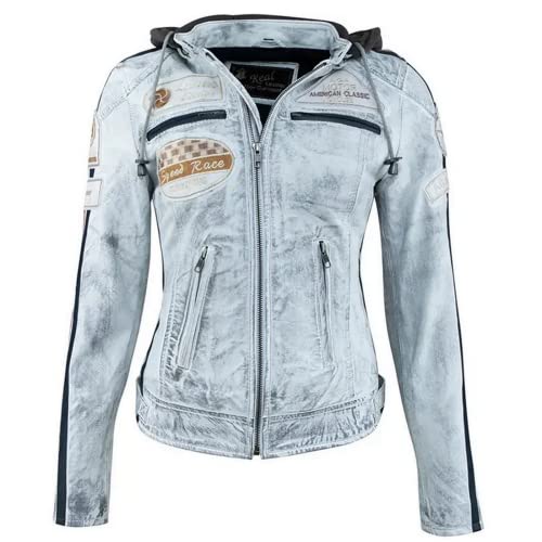 URBAN 5884 Motorradjacke Damen Mit Protektoren, Damenjacke aus Lammleder, Protektoren für Rücken, Schultern und Ellenbogen von URBAN 5884