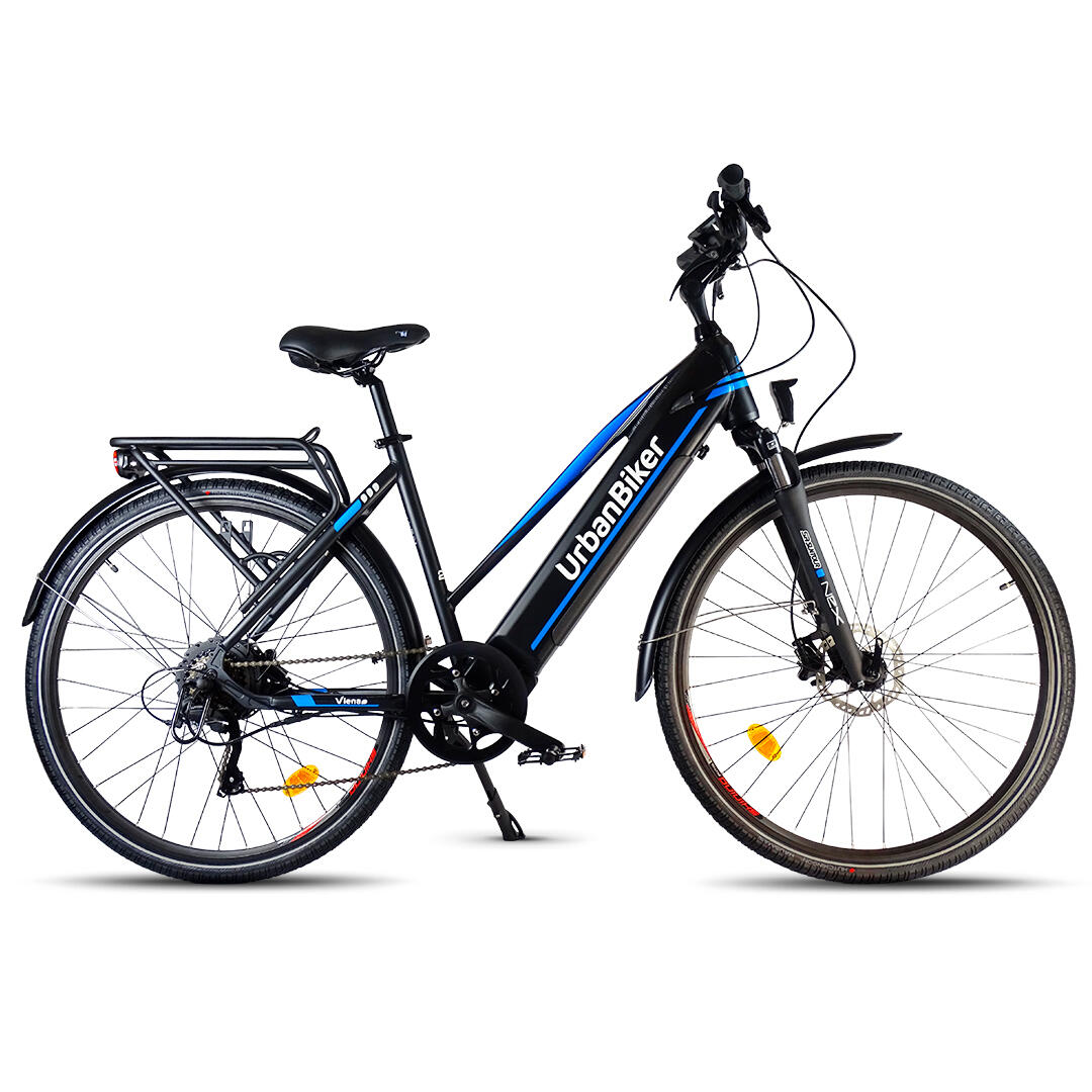 Urbanbiker Viena | Trekking E-Bike | 200KM Reichweite | Blau | 28" von URBANBIKER