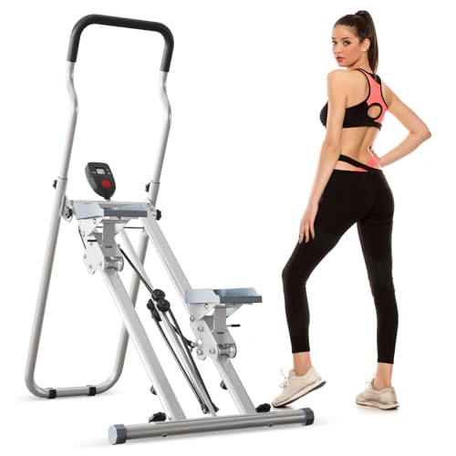 Vertikaler Kletterer, Faltbarer Treppenstufe, 3-stufiger höhenverstellbarer Stepper mit LCD-Display, 136.1 kg Tragfähigkeit, Klettertrainingsgerät mit verdickten Anti-Rutsch-Pedalen für Zuhause, von URCheers