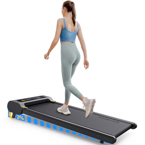 UREVO Laufband mit Manuelle Neigung, Walking pad mit LED-Anzeige und Fernbedienung, Kompaktes Design laufband Schreibtisch mit großem Laufbereich für Zuhause/Büro von UREVO