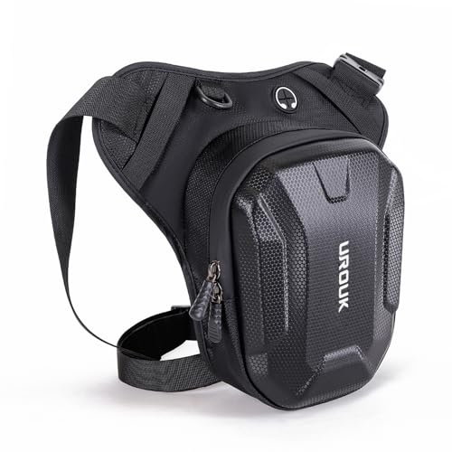 UROUK Beintasche Motorrad Gürteltasche Bauchtasche Herren Damen Schwarze Hartschale Abdichtung für Tactical Reise Angeln Bergsteigen Wandern von UROUK