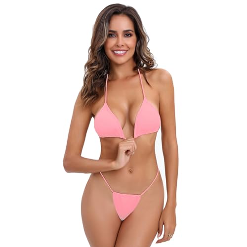 URTERYSER Damen Triangel Set Zweiteilig Badeanzug Neckholder Bikinis Oberteil Und Shorts Gepolsterte Badebekleidung von URTERYSER