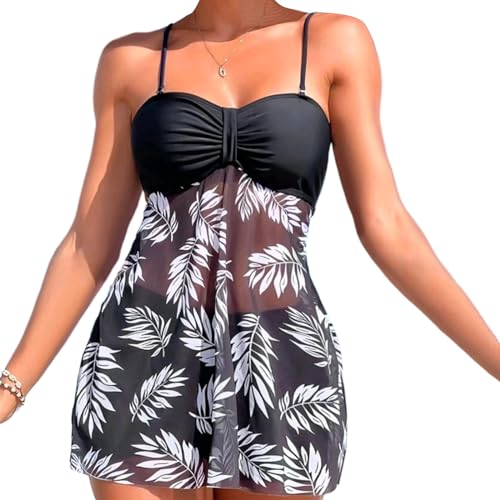 URTERYSER Tankini-Badeanzug für Damen, Bauchkontrolle, zweiteilig, Badeanzug mit hoher Taille, Boyshorts von URTERYSER