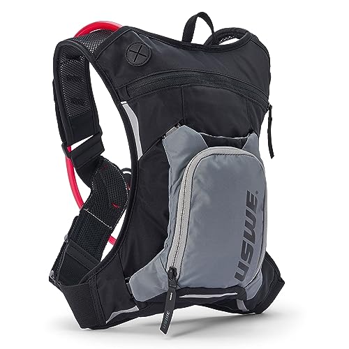 USWE Raw 3L Trinkrucksack mit 2,0 l Wasserblase, ein High End, Bounce Free Rucksack für Enduro und Off-Road Motorrad, Schwarz Grau von USWE