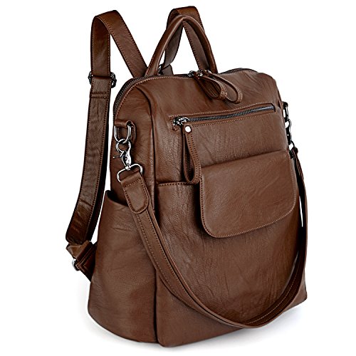 UTO Rucksack Damen Elegant mit Schultergurt Modischer Multifunktionsrucksack Schultertasche Herren PU Leder Backpack Kompartiment Reißverschluss Umhängetasche Schule Schulrucksack Handtasche Braun UTO Rucksack Damen Elegant mit Schultergurt Modischer Multifunktionsrucksack Schultertasche Herren PU Leder Backpack Kompartiment Reißverschluss Umhängetasche Schule Schulrucksack Handtasche Braun von UTO