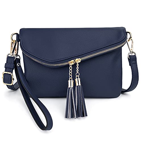 UTO Damen Kleine Umhängetasche Leichte Clatch mit Doppelquaste Tiefes Blau UTO Damen Kleine Umhängetasche Leichte Clatch mit Doppelquaste Tiefes Blau von UTO