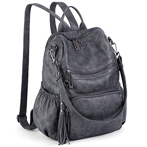 UTO Damen Rucksack PU Washed Leder Modischer Multifunktionsrucksack mit Quastendesign Lässige Schultertaschen vielen Kompartiment Reißverschluss Umhängetasche Rucksack Schule Schulrucksack Grau UTO Damen Rucksack PU Washed Leder Modischer Multifunktionsrucksack mit Quastendesign Lässige Schultertaschen vielen Kompartiment Reißverschluss Umhängetasche Rucksack Schule Schulrucksack Grau von UTO