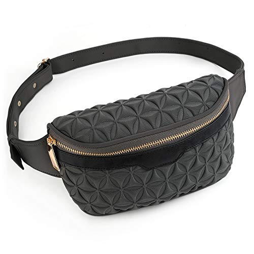 UTO Gürteltasche Damen Bauchtasche Hüfttasche Cabrio Geprägte Mode Leichte Reisetaille Grau von UTO